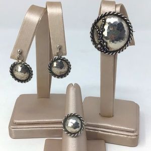 Bjorn Homann Sterling Silver Ring Earrings Brooch Set